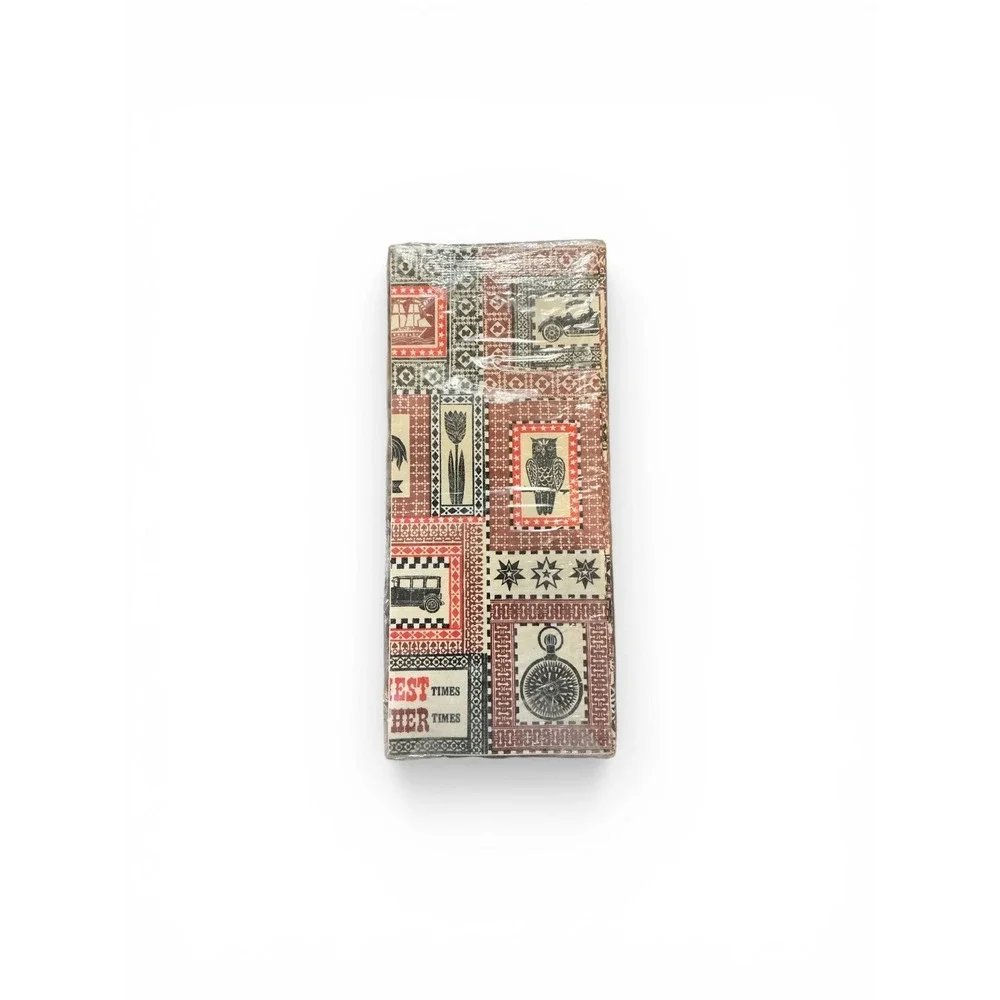 Vintage Americana Folk‎ Art Wrapping Paper Sheets Poor Richards Almanack 15x6.5